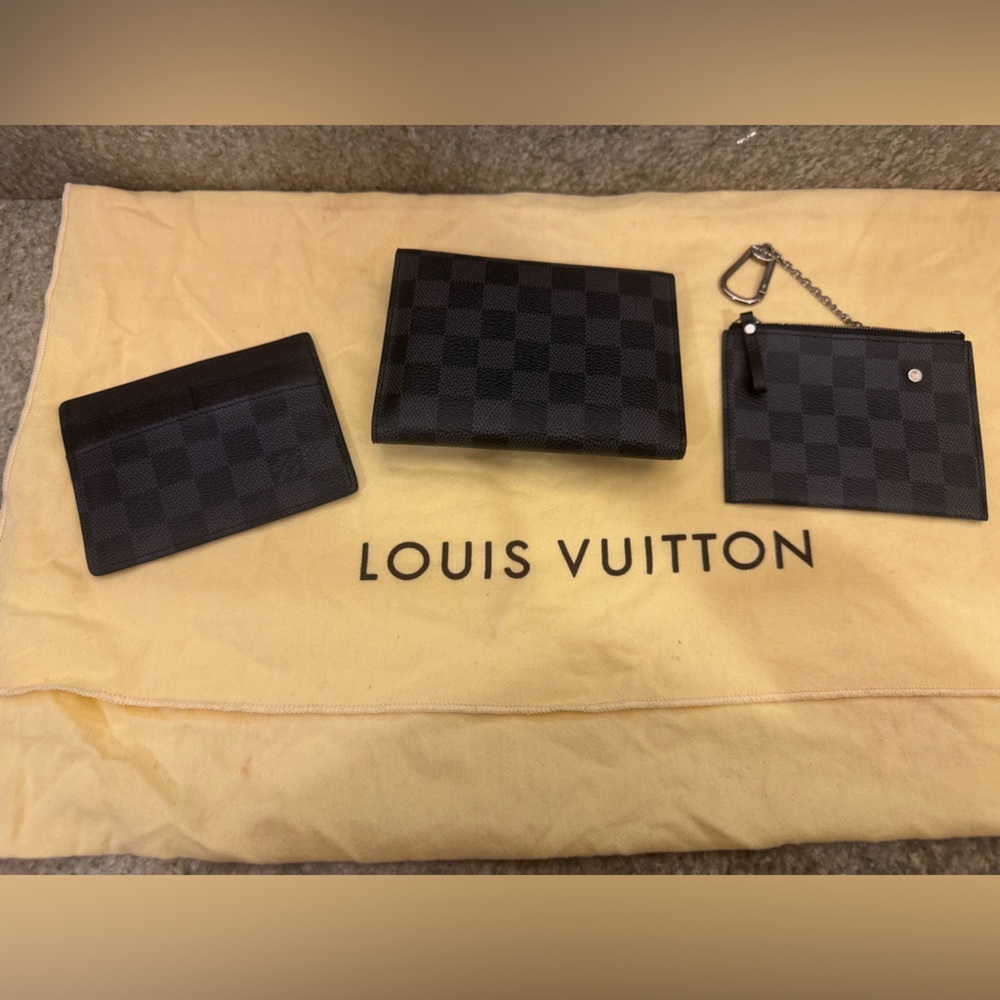 Louis Vuitton Black and Gray Checkered Accessory Trio - Picture 2 of 5